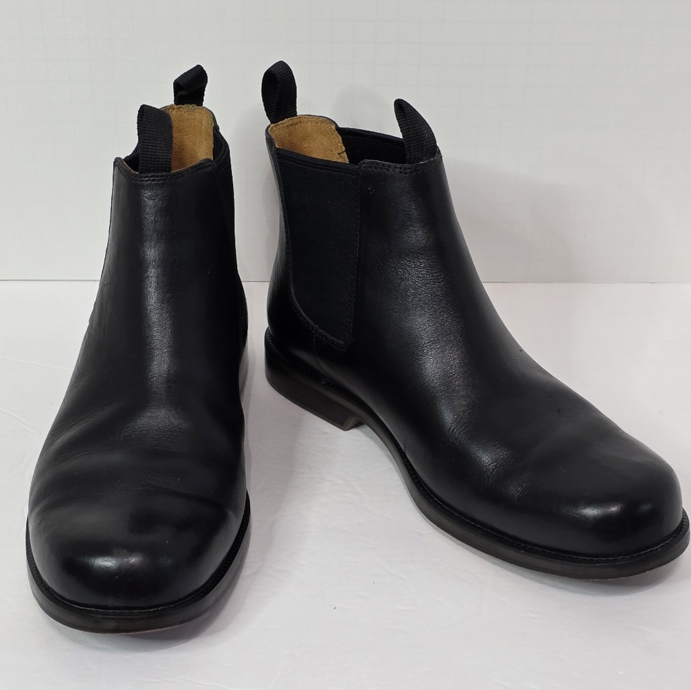 TIMBERLAND Black Chelsea Boots Mens 8.5 Leather Elastic Pull on Smart Comfort